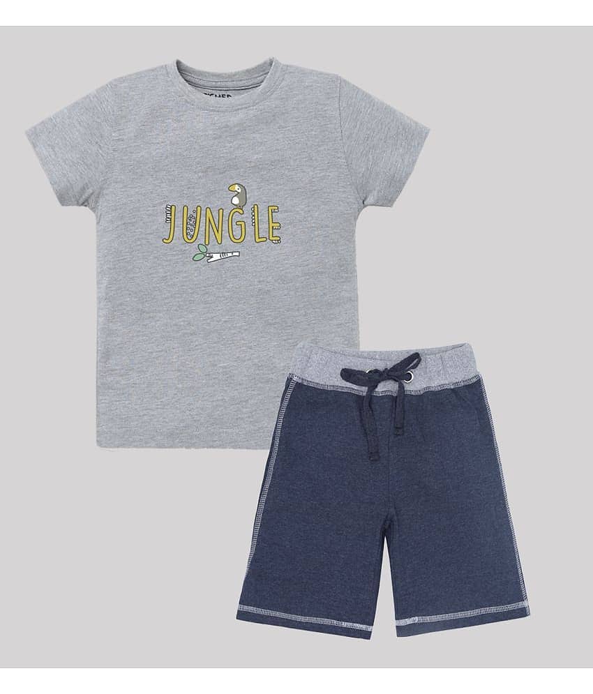 ETCHED DESIGN Pack of 1 Boys Cotton T-Shirt & Shorts Set ( Multicolor )