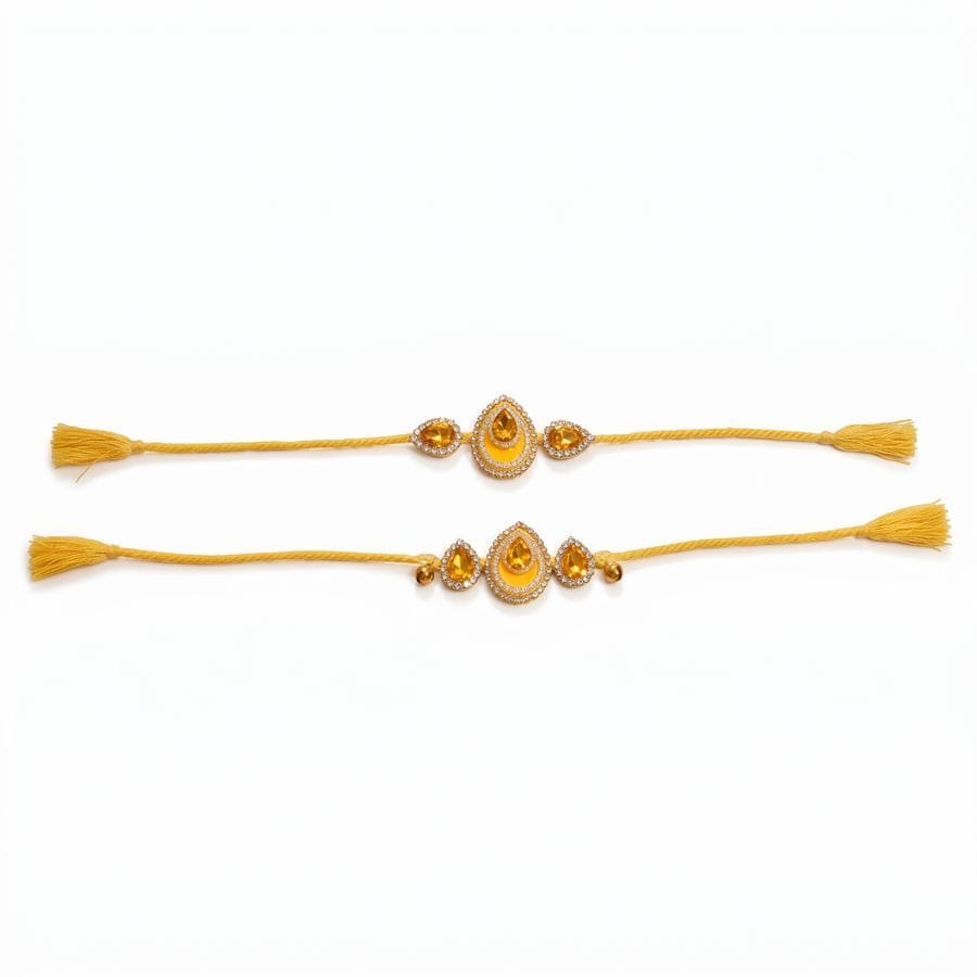 PREMIUM YELLOW BHAIYA BHABHI RAKHI SET