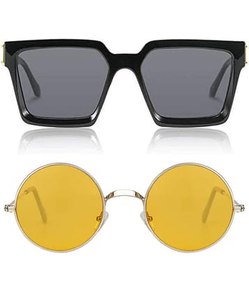 Kanny Devis - Black Rectangular Sunglasses ( Pack of 2 )