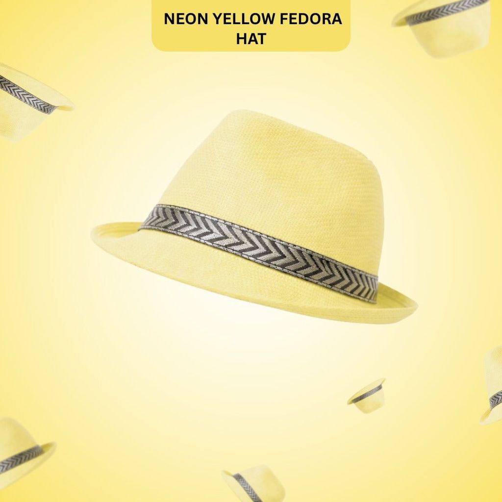 Fedora Hat Neon Yellow - Party and Festive Needs | Buy online on ZillyBuy