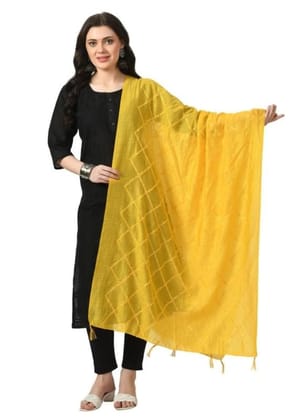 Women's Chanderi Self Degine Dupatta (Yellow)-PID51269
