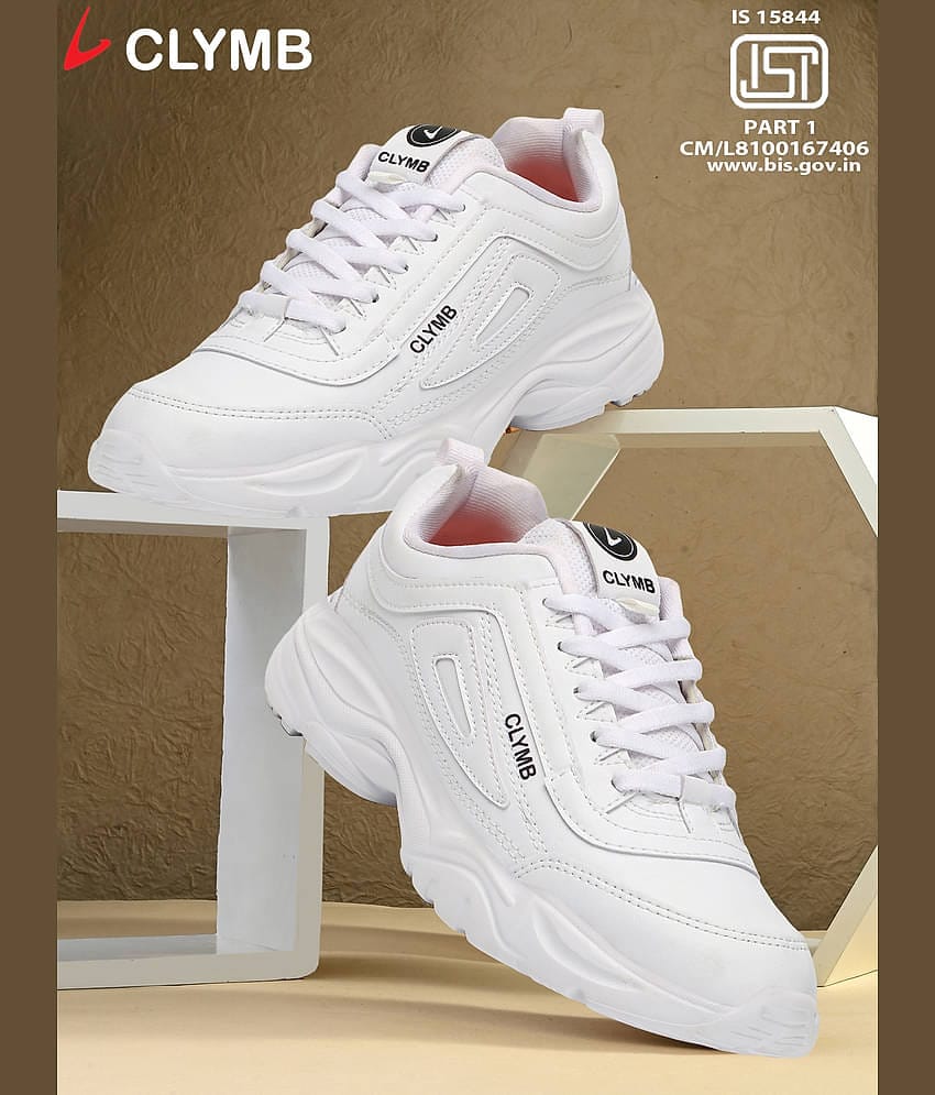 Clymb White Men's Sports Running Shoes