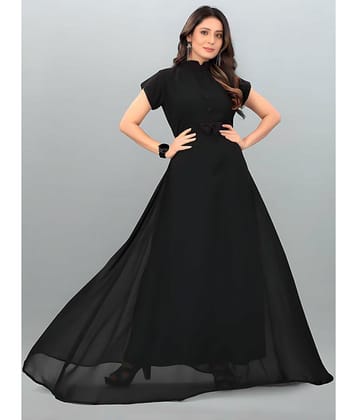 Femvy - Black Georgette Womens Gown ( Pack of 1 ) - None