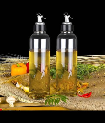 WHITEIBIS Plastic Transparent Oil Container ( Set of 2 )