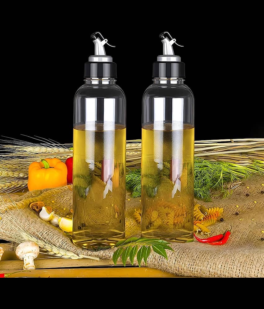 WHITEIBIS Plastic Transparent Oil Container ( Set of 2 )