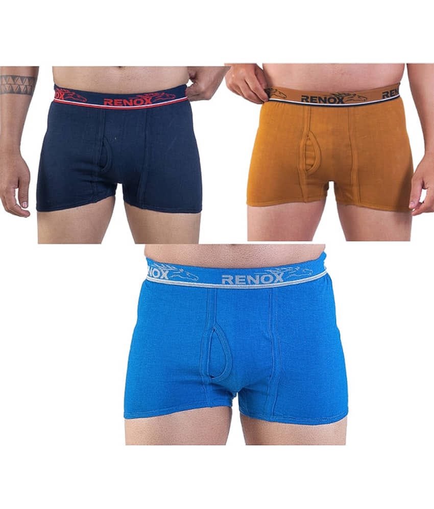 Renox Pack of 3 Cotton Trunks For Men's ( Multicolor )