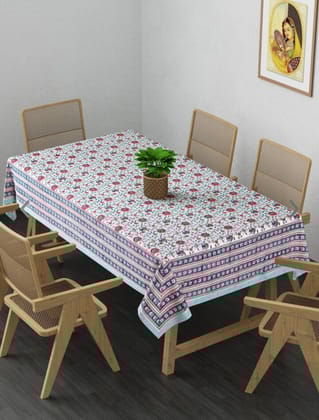 Handblock printed 6 seater cotton dining table cover-6 Seater / Hand Block