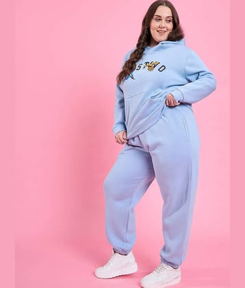 AUSTIVO Women Printed Sweatshirt With Joggers Co-Ord Set ( Blue )