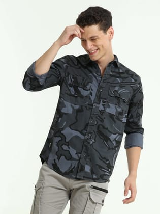 Falcon Vanguard Navy Grey Camo Shirt-S / Navy