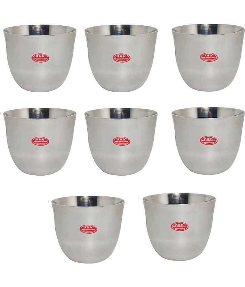 A & H ENTERPRISES 8 Pcs Stainless Steel Cereal Bowl 200 mL