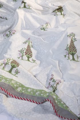 Azmat Cotton Mul Mul Dohar-Double - 90 x 108 in / Green / Green