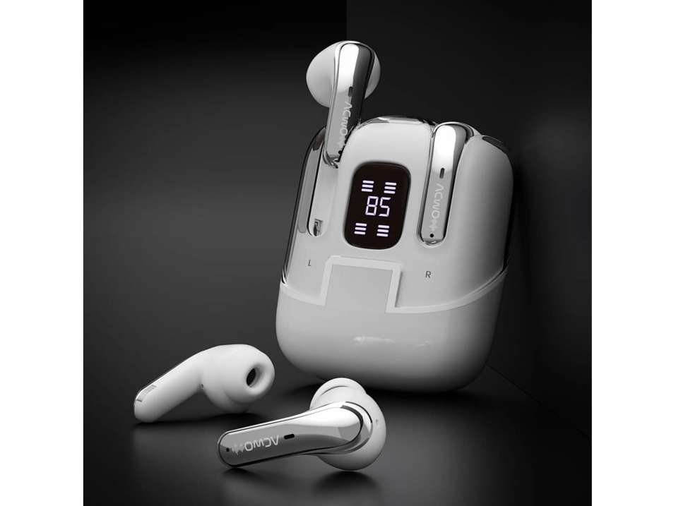 ACwO Dwots Fire ANC India's First 4 in Ear Buds in 1 Case with ANC, 70Hrs Battery, ANC & Transparency Mode|, Bass &Theatre Modes, 4 Mics Ai-Enc - Silver