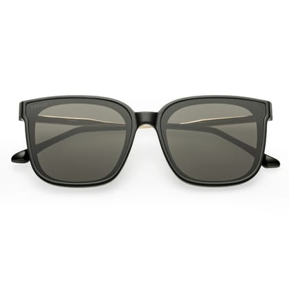 PERKEY Square-Oversized Black UV Protected Sunglasses Men Women - PRKY0013-C1-Large / Black / Black