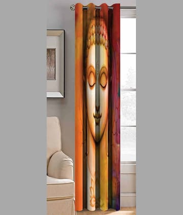 BELLA TRUE Abstract Printed Semi-Transparent Eyelet Curtain 5 ft ( Pack of 1 ) - Multicolor