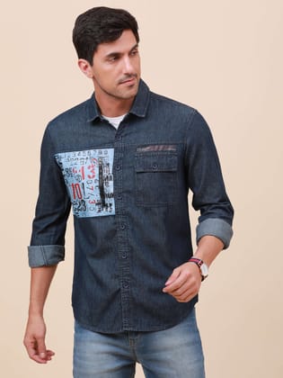 Dark Navy Denim Double Pocket Shirt-S