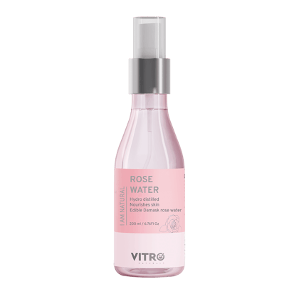 Vitro Rose Water Spray for Face 200ml | Pure Gulab Jal | No Additives, Chemicals, or Preservatives | Natural Toner for Hydrated, Glowing Skin | Hydro Distilled