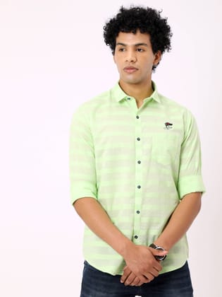 Men's Mint Green Printed Full Sleeve Shirt | Rick Rogue-M/38