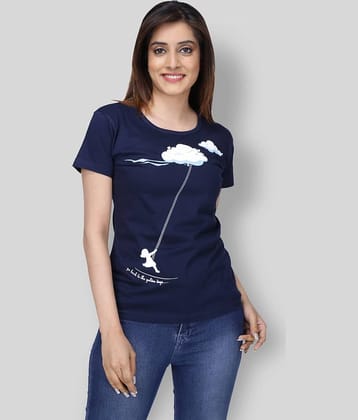 Neo Garments Women Cotton Printed Regular Fit Round Neck T-Shirt ( Navy Blue )