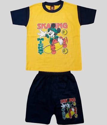 Baby Boys Casual T-shirt Shorts  (Yellow)