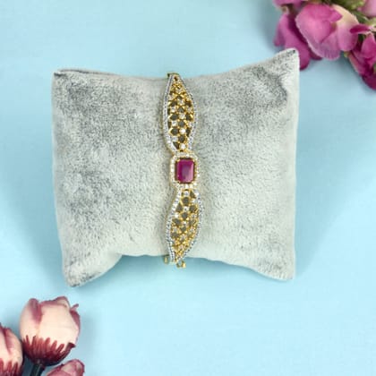 Two-Tone Diamond and Ruby Kada Bracelet - SIA445088