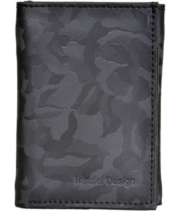 ULTIFAB Vintage Black Leather Men's Three Fold Wallet ( Pack of 1 )