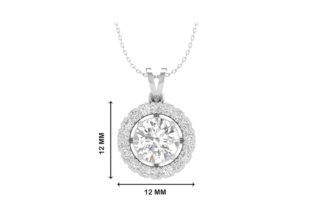 Round Halo Solitaire Necklace