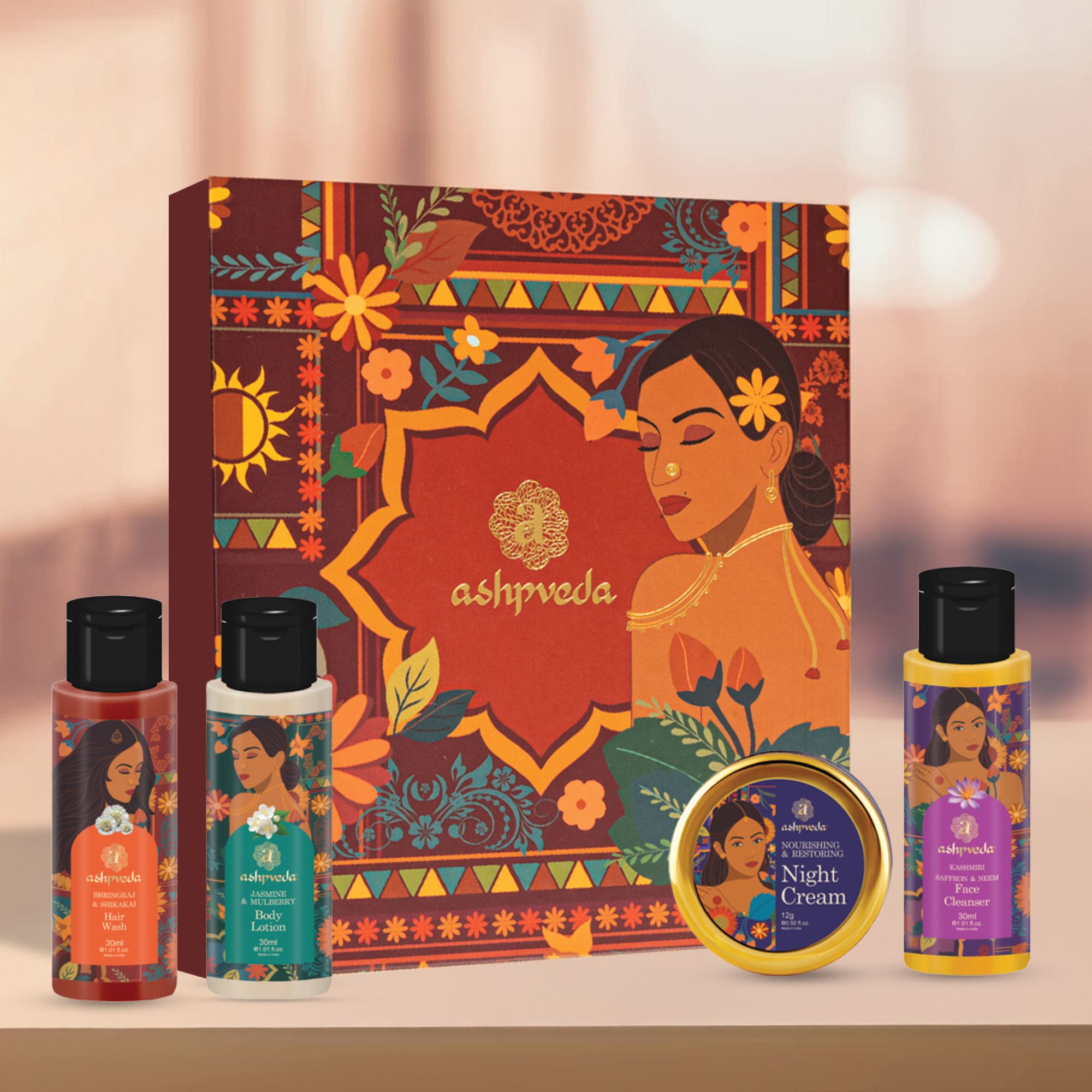 Ashpveda Opulence Gift Box Skin Hair & Body Care Kit