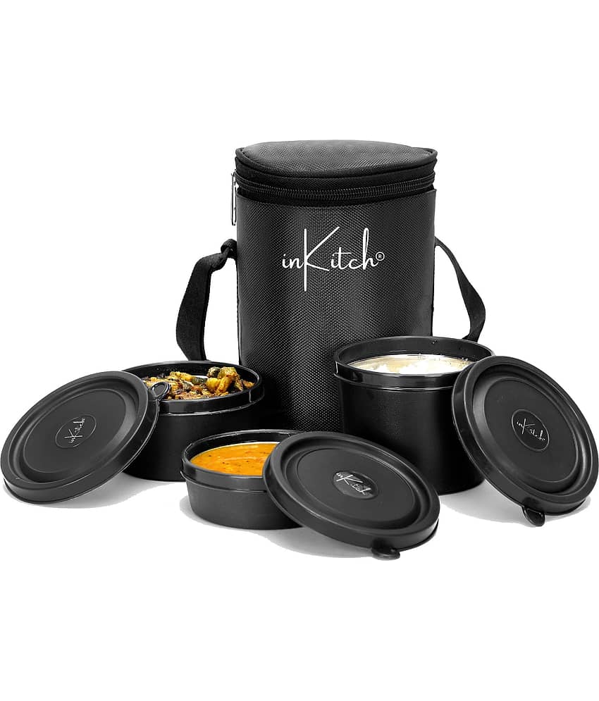 inKitch Microwave Tiffin Box Stainless Steel Lunch Box 3 - Container ( Pack of 1 )