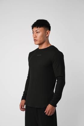Ribbed Long Sleeve T-Shirt [Black]-XS