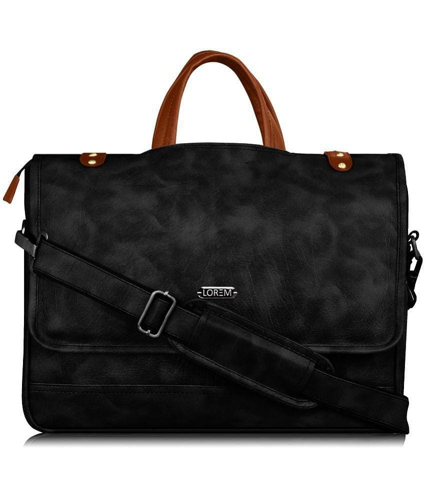Lorem Black Faux Leather Folio - Black