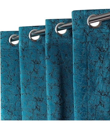 Kraftiq Homes Abstract Room Darkening Eyelet Curtain 5 ft ( Pack of 1 ) - Blue
