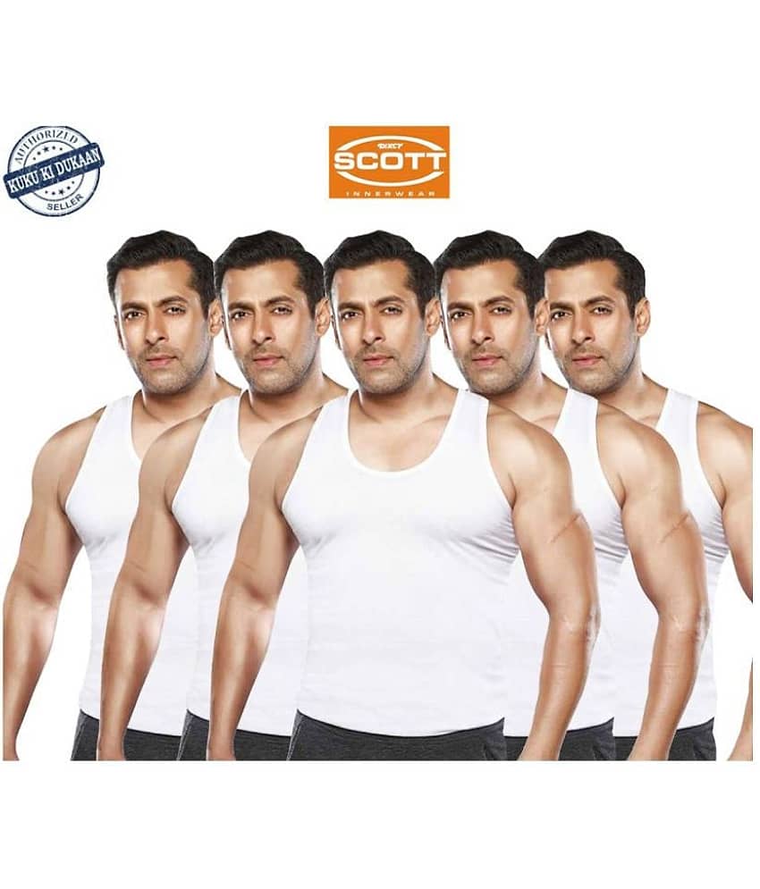 Dixcy White Sleeveless Vests Pack of 5