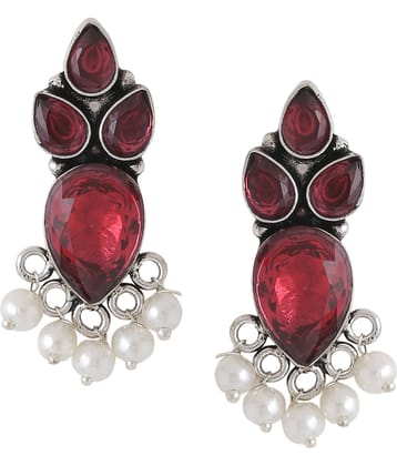 VIRAASI - Red Danglers Earrings ( Pack of 1 )