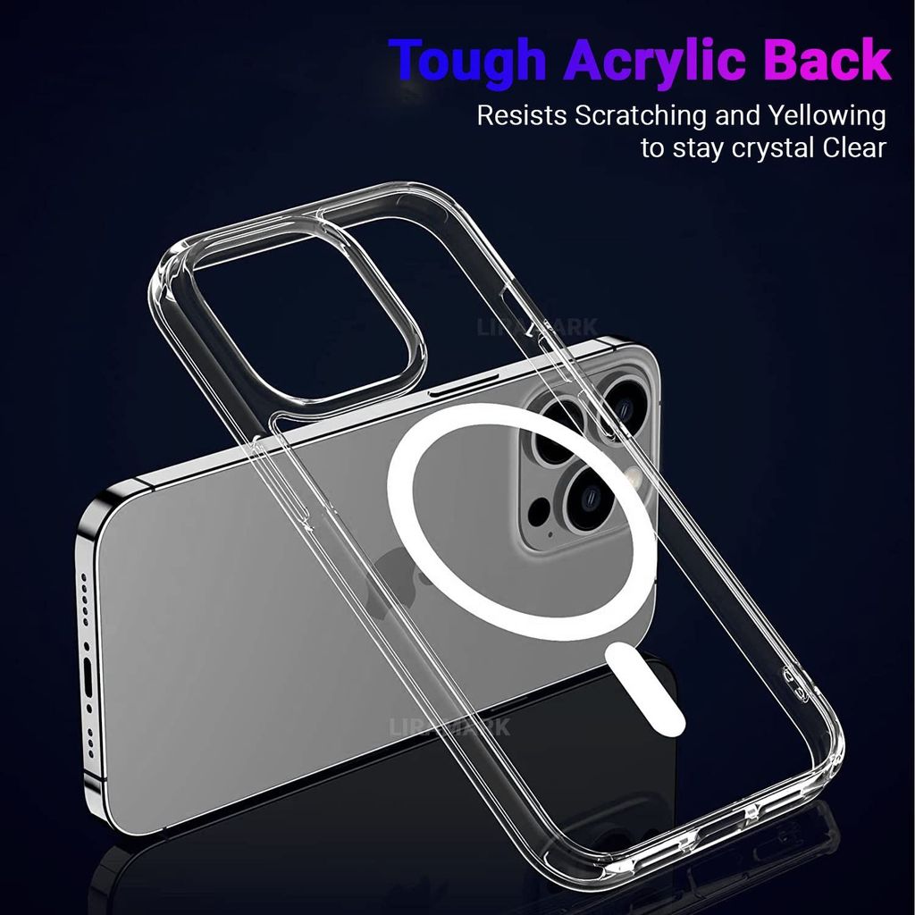 LIRAMARK Magnetic Protective Clear Case Compatible with Magsafe for Apple iPhone 14 Pro (6.1 inch) (Transparent)