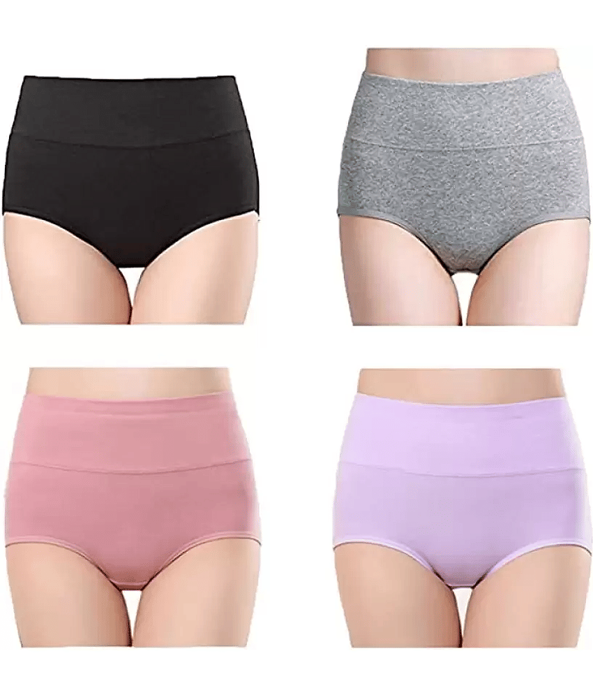 Louis Craft Pack of 4 Cotton Lycra Hipster For Women ( Multicolor )