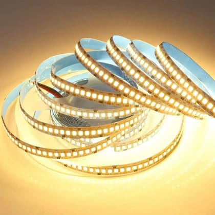 SPARKWORLD 5 Meter LED Flexible Strip Cove Light Warm White | 240 LEDs/M | Self-Adhesive Decorative Light with SMPS | Pack of 1
