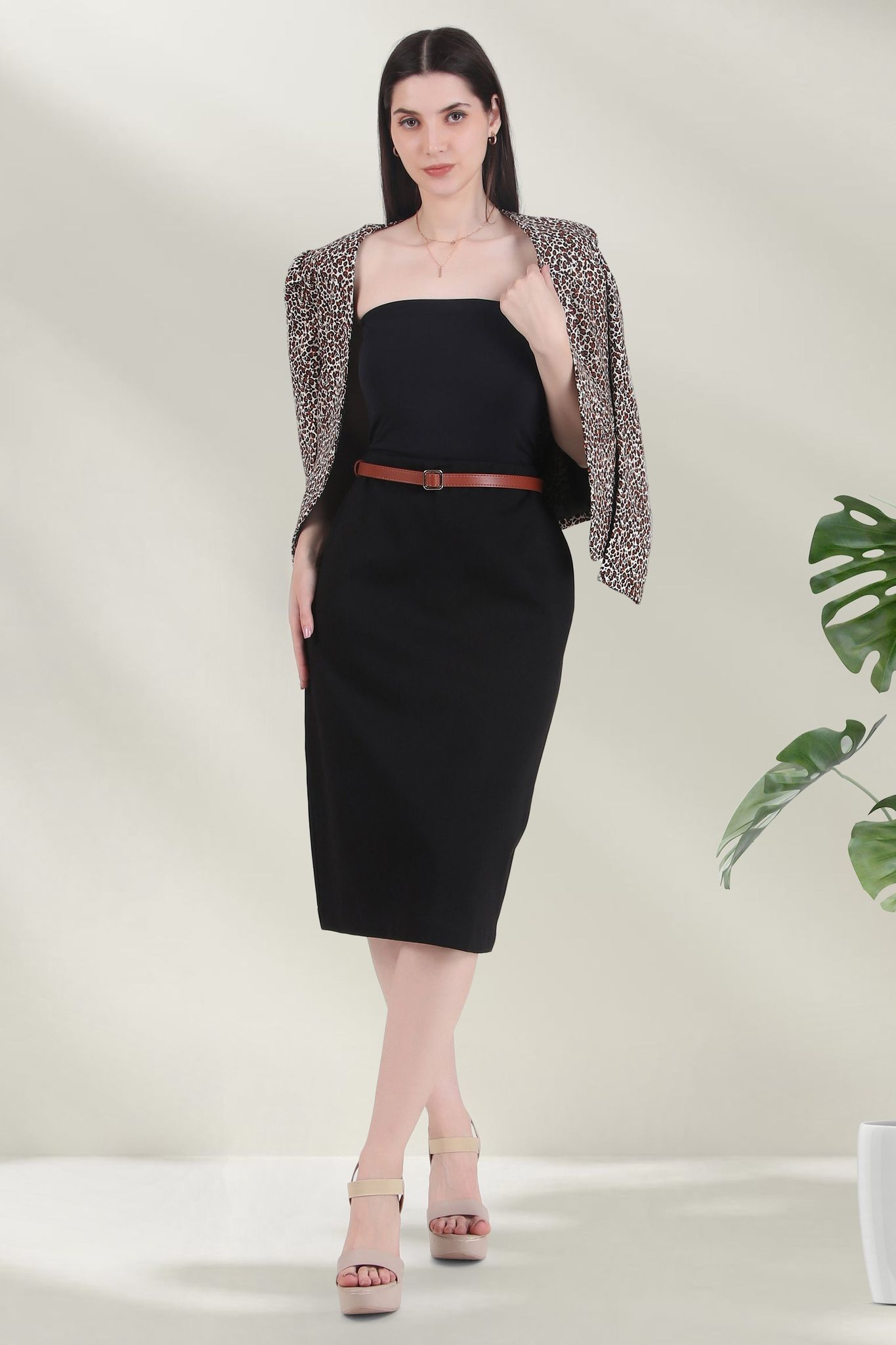 Tailored Stretch-Ponte Midi Skirt-XS