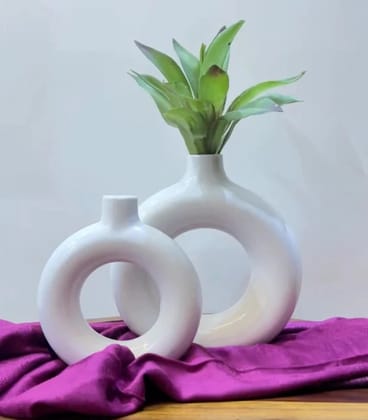 Xotic essentials Donut Ceramic Vase - Home Decor, Donut & Pampas Grass Vase, Multicolor.
