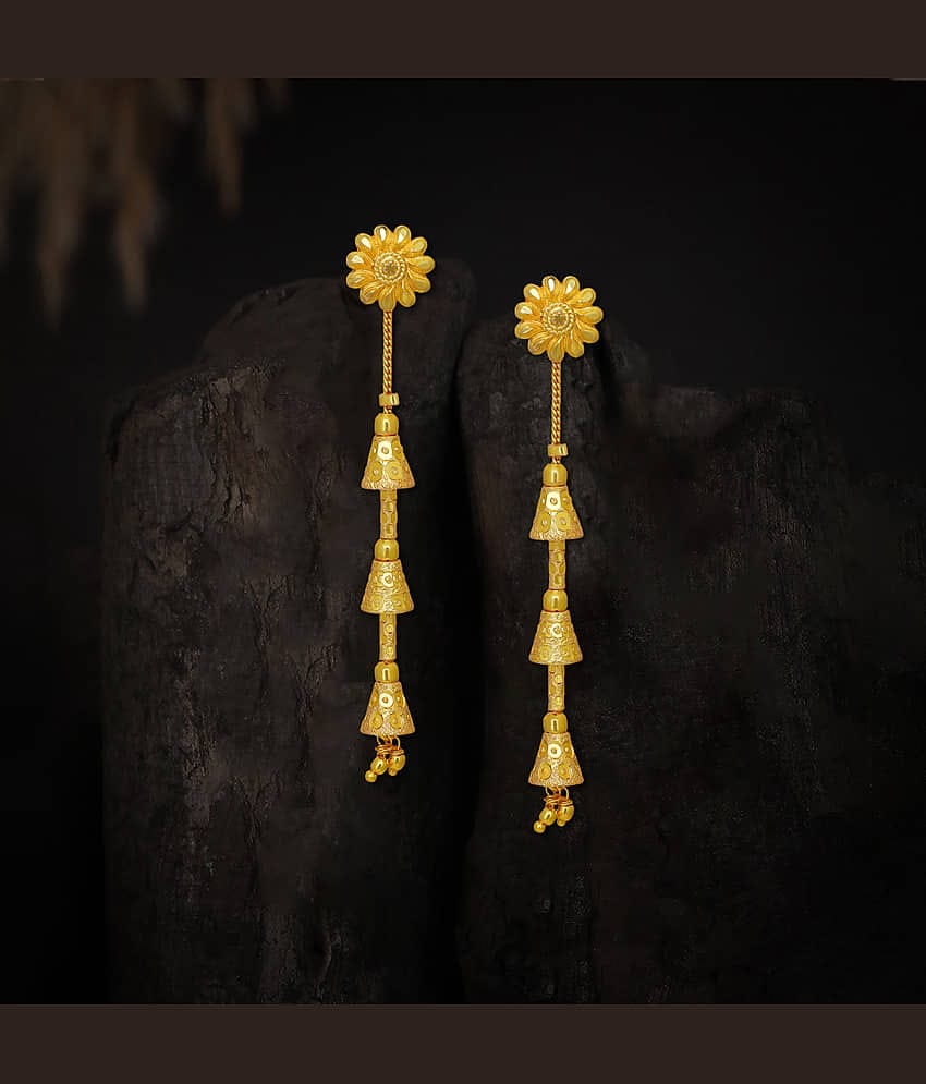 LUV FASHION Golden Drop Earrings ( Pack of 1 )