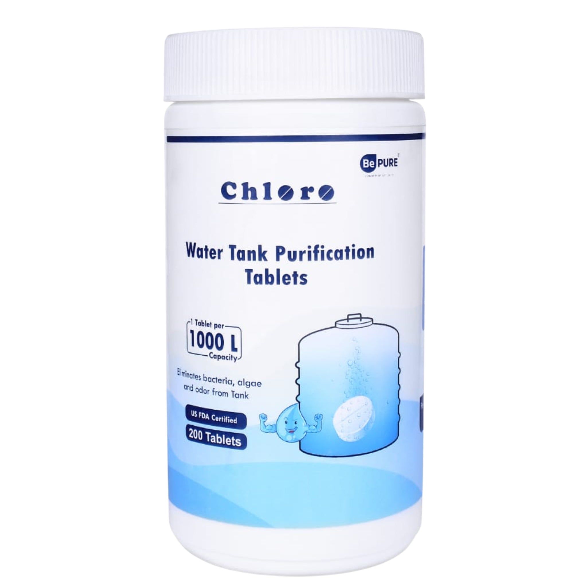 Bepure Chloro 1000 Water Purification Chlorine Tablets for Water Tank US FDA Approved Eliminates Bacteria, Algae and Odor from Water Tank.-200