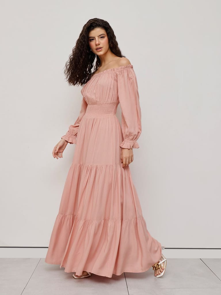 Smocked Maxi Summer Dress Pink