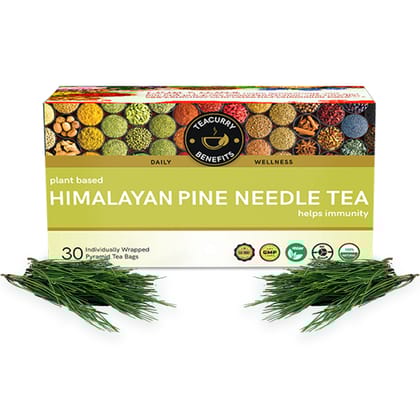 TEACURRY Himalayan Pine Needle Tea (1 Month Pack, 30 Tea Bags) - Helps with Hair, Skin, Eyes, Varicose & Obesity