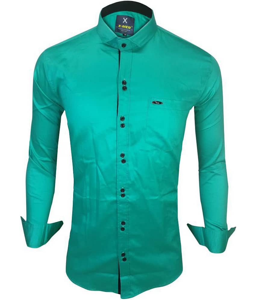 X-men 100 Percent Cotton Green Solids Shirt