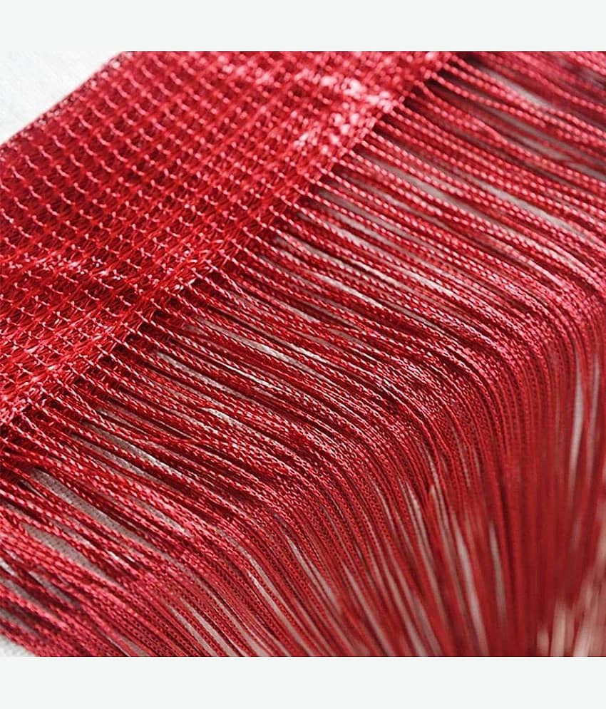 YUTIRITI Set of 2 Door Ring Rod Polyester Curtains Red