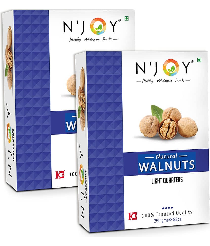 N'Joy Natural Light Quarters Walnuts Kernels (Without Shell) 250g x2, 500g.