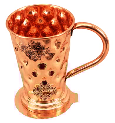 IndianArtVilla Pure Copper Big diamond Mug Moscow Mule Cup 450 ML with Coaster