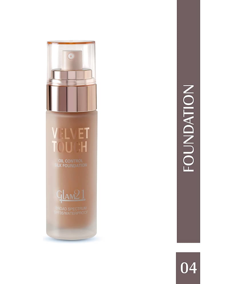 Glam21 Velvet Touch Oil Control Silk Foundation Waterproof SPF 35 Long Lasting 50g Almond04
