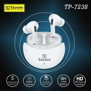 TP TROOPS TWS Earbuds with Bluetooth 5.0 + EDR Sable Connection,Smart Touch Control,Type-C Charging, IPX4 Rated SweatPro