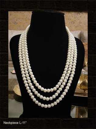 12" and 10" long three string neckpiece-Pearl