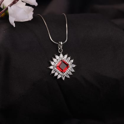 G.Silver Red Stone Pendant.